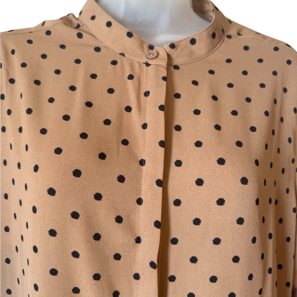 NWT Tan Blouse with Black Polka Dots SIZE: 16    #9 - Picture 2 of 9